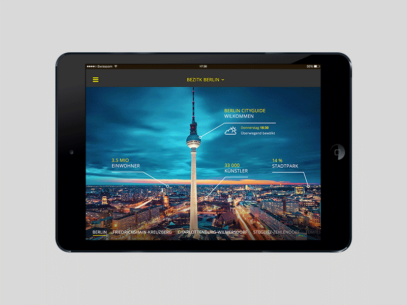 Cityguide - draft app berlin cityguide ipad school screendesign