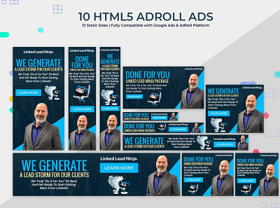 HTML5 Adroll Banner Ads for Linked Lead Ninja adroll banner ads google ads marketing marketing agency marketing campaign