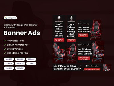 HTML5 Google Ads for Sillas Gaming banner ads branding digital marketing digital marketing company google ads google ads banner html5 banners marketing marketing agency marketing campaign sillas gaming sillas gaming