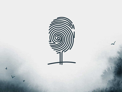 Tree + finger print logo design