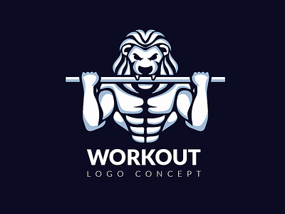 Workout. Logo concept animal character design illustration lion logo logodesign logos lubossito minimal modern modern logo negativespace sport vector workout