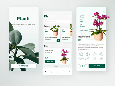 Planti app app design ecommerce garden green leaves online shop plant store ui ux water