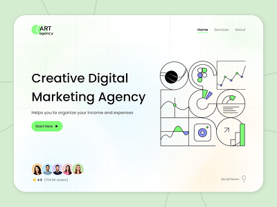 Digital marketing agency - Website agency beautiful best digital marketing hero section home home page illustration minimal top business ui uidesign uiux ux web header webdesign website