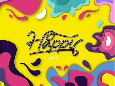 happy letters design handletter lettering logo typography vector