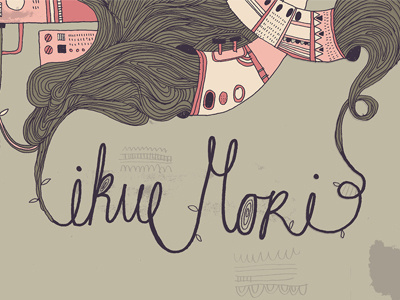 Ikue Mori drawing editorial illustration photoshop typography