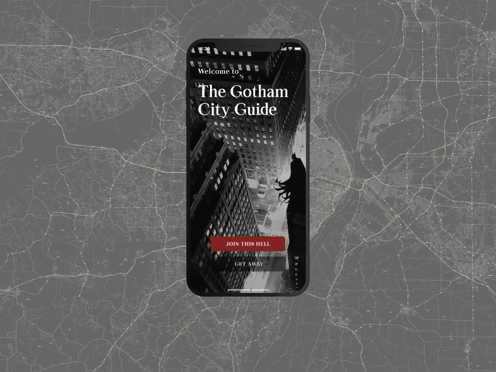 The Gotham City guide apocalypse app batman bhsadmad blazetype design font iambritankastudent mad6 ui ux