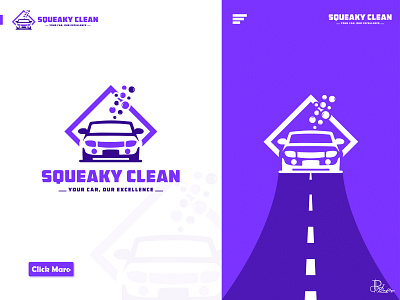 Squeaky Clean - Car Wash Service Logo Design Branding.