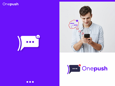 OnePush - Push Notification Services Logo Design Branding.