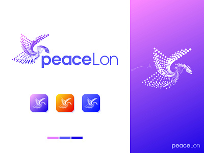 PeaceLon - Bird logo design branding 🕊️🐦🕊️ 3d app bird logo brand branding identity business clever smart modern company creative design fly logo gradient graphic design designer illustration logo logo design logo mark modern technology trust peace vector