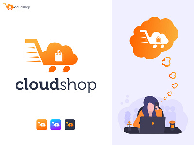 Cloud Shop - Cloud Online Shopping Logo Design Branding brand branding identity branding clever smart modern clothing brand cloud design graphic design designer illustration logo logo design mark logomark brandmark minimal mouse online shop online shopping seller product buisness shop logo shopping app shopping mall tech logo vector