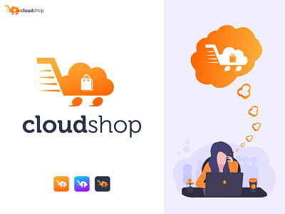 Cloud Shop - Cloud Online Shopping Logo Design Branding