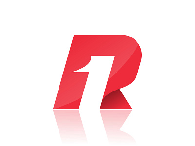 Letter R1 modern negative space logo design.