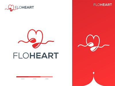 FloHeart - Logo Design Branding (for sale) 🌊ღ❤️ app logo brand branding identity branding clever smart modern dating logo design flow graphic design designer health health care heart logo logo design logo idea love mark logomark brandmark medical red uiux vector