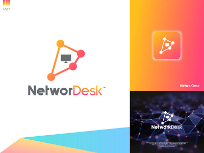 NetworkDesk - Networking app logo design branding (for sale) app logo best logo brand branding identity branding colorful logo connect design desk graphic design designer icon logo logo design logo idea mark logomark brandmark minimalist logo modern logo network networking uiux vector