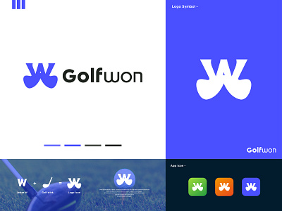 W + Golf (Golfwon) Logo Design Branding (for sale) ⛳+ 🇼