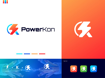 K + Bolt - Energy Power Electricity Logo Design (for sale) ⚡+ 🇰