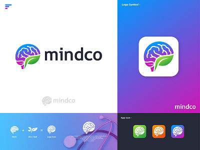 MindCo - Logo design branding 🧠+🍃 app logo brain brand branding identity branding clever smart modern design doctor eco graphic design designer health leaf logo logo design mark logomark brandmark medical mental health mind minimalist logo nature logo vector