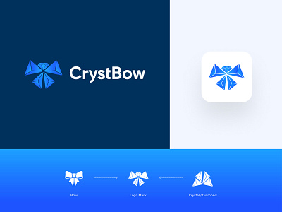 CrystBow - Logo design branding 💎+🎀