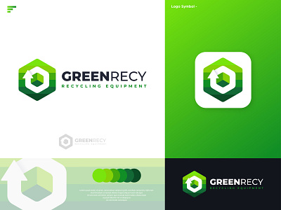 Green Recy - Nature recycling logo design branding ⬢+ 🔄