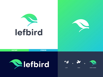 Natural business logo design branding (lefbird) animal app bird branding bussines colorful company creative digital icon leaf logo logo design natural natural business new professional symbol tecnology vector