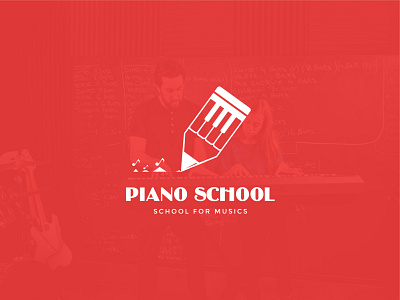 Piano school - School logo design 2d animation app branding branding design company create logo creative design icon illustration learn logo logo design logo designer music pencil logo piano logo school vector