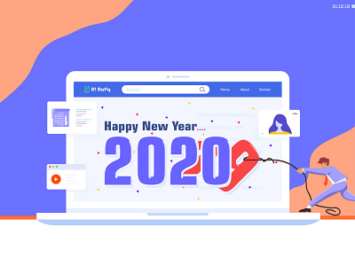 Happy New Year 2020 Free Download 🎉 2019 2020 blue branding celebrate clever smart modern colorful creative design flat happy new year illustration landing page logo logo design minimal motion new year vector