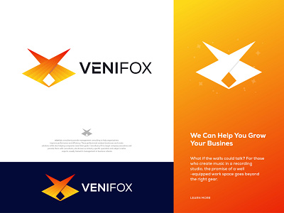 VENIFOX - Fox Logo Design app app logo brand identity branding business creative design design agency fox logo icon illustration logo logo design logo mark modern logo orange software tecnology vector website logo