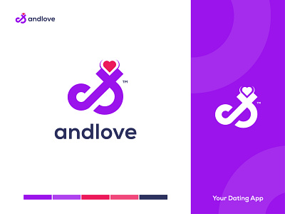 andlove - Online Dating App Logo Design Branding 3d and app app logo brand design brand identity branding clever smart modern dating app design graphic design icon illustration logo logo design love mark logomark brandmark online vector