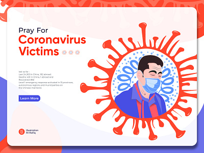 Hero Image Illustration for Novel Coronavirus Famine China branding china corona coronavirus creative design digital illustration disease hero image illustration logo design mask novel patients problem tragedy vaccine vector virus world