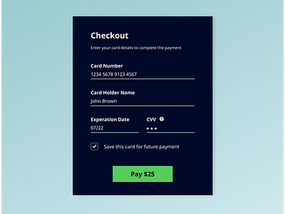 DailyUI 2/100 checkout credit card dailyui design form