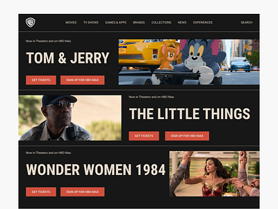 Warner Bros website redesign concept concept dailyui design film home page redesign ui web