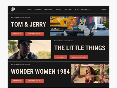 Warner Bros website redesign concept