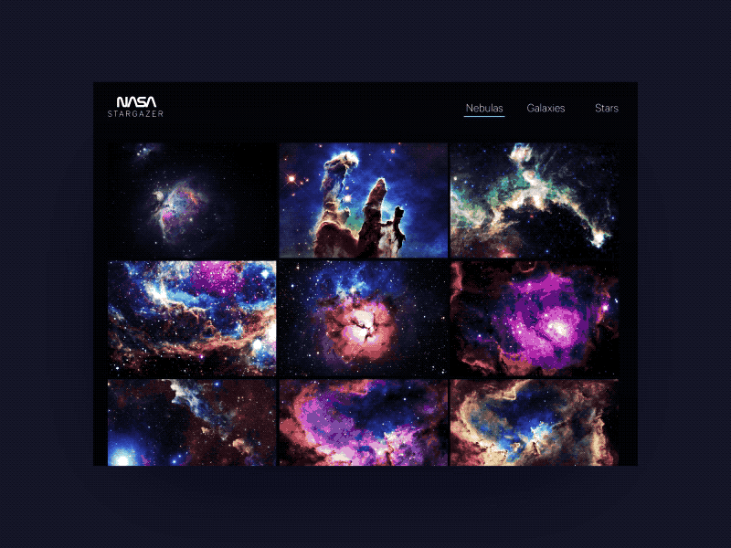 NASA Stargazer website browsing animation invisionstudio nasa smooth stars studio transition universe