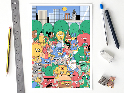 Print Give Away a4 character design giclee giveaway illustration nyc print running