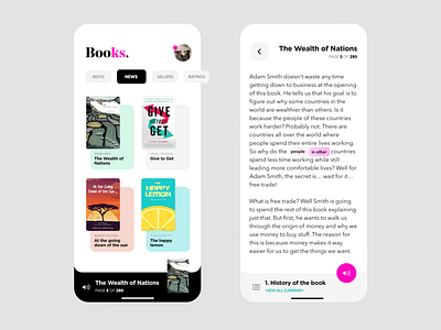 Books App app app design concept design flat minimal mobile ui ux white