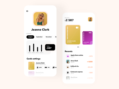 Banking app app design bank banking card color concept design flat mobile money ui uiux ux