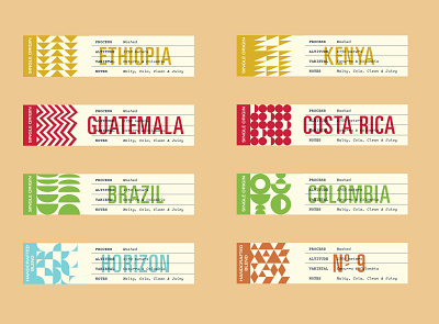 Coffee bag labels branding coffee geometry graphic design labels packaging print