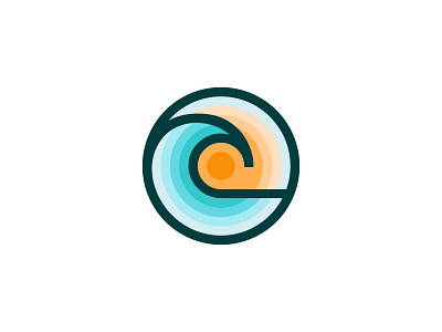 Wave circles geometry icon logo mark simple wave