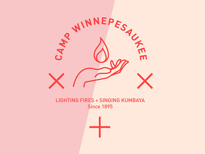 Camp Winnepesaukee camp fire graphic design hand illustration