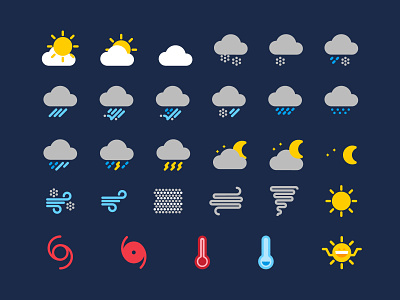 Weather icons clean geometric icons simple ui weather