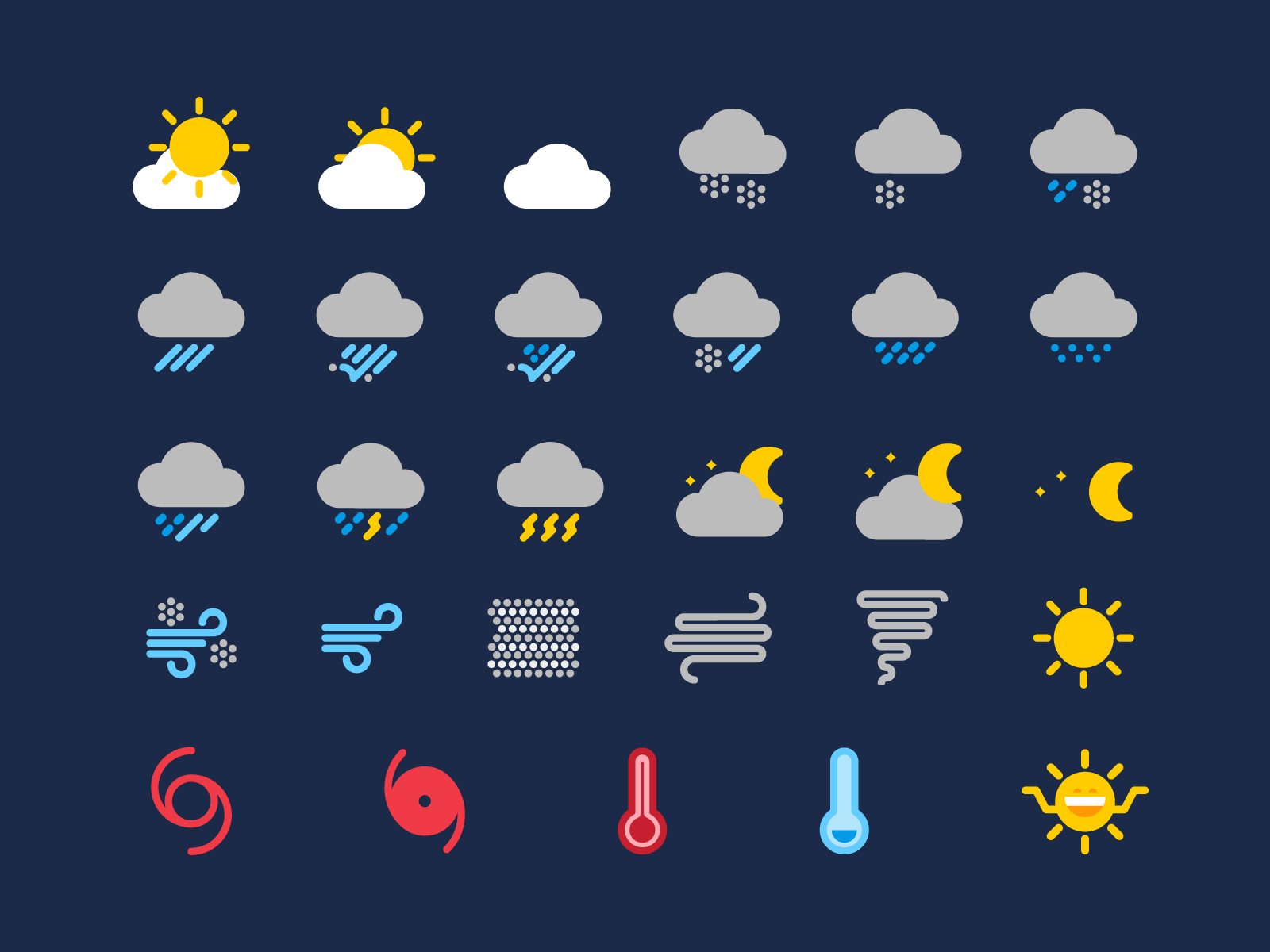 Weather icons by Matt Whalley on Dribbble