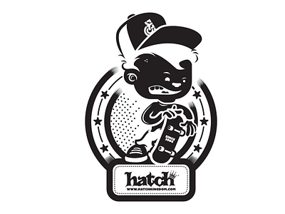 Hatch Kingdom affinity berlin black and white character errortypez hatch illustration museum skatboard skateboarding sticker vector