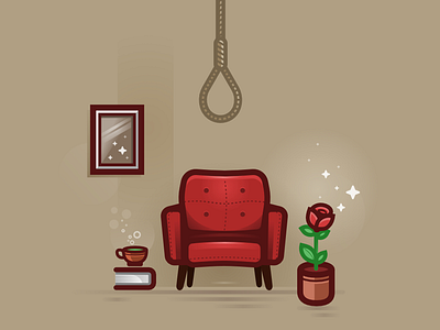 Hangmen affinity book chair frame rope rose tea