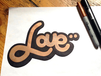 Love analog bronze handmade lettering love sharpie type typography