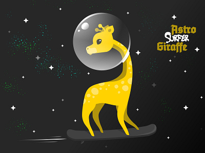 Astro Surfer Giraffe affinity character giraffe illustration space surfing vector