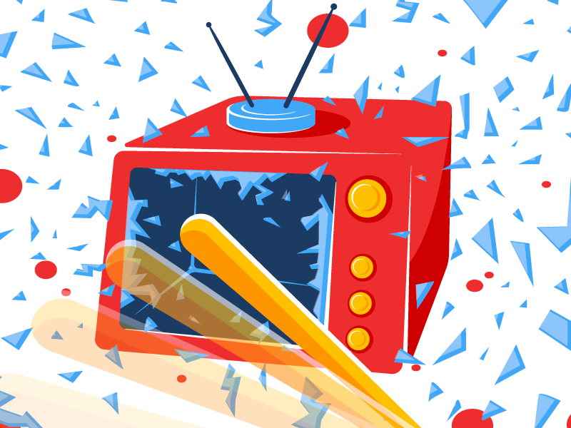 IS ANYTHING GOOD ON TV TONIGHT? painting drawing breaking news color character design netflix tv shows explosion crush creative vector illustration