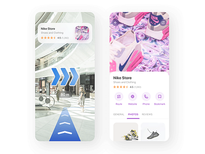 AR Shopping app augmented reality clean design ios mobile navigation shoes shopping sneakers ui ux