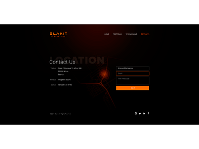 Blakit – Contact Page clean contact page dark landing page map minimal web design web site