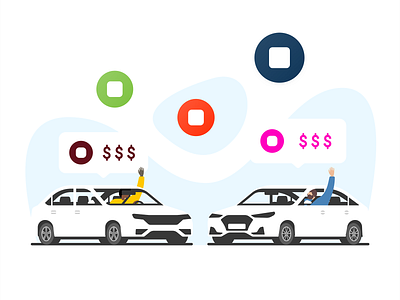 Drivers earnings illustration car character driver earnings flat illustration simple vehicle