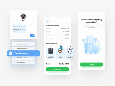 Insurance – Mobile App Concept app assistant design figma health home illustration insurance ios iosapp iphone life mobile mobileapp order purchase travel ui ux vehicle